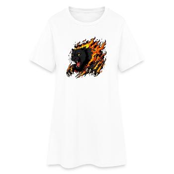 Schwarzer Panther in Flammen - Frauen T-Shirt-Kleid - Weiß - Vorne