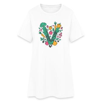Frisches Garten-Gemüse Motiv - Frauen T-Shirt-Kleid - Weiß - Vorne
