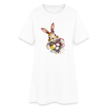 Un joli lapin de Pâques avec un cœur et un panier de Pâques - Robe T-shirt Femme - blanc - Devant