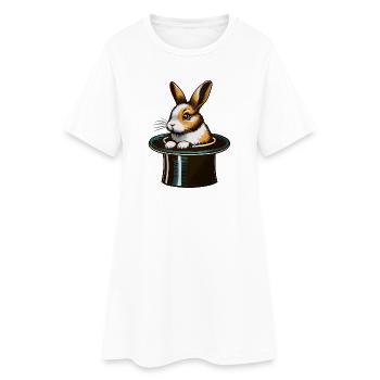 Häschen aus dem Zylinder - Frauen T-Shirt-Kleid - Weiß - Vorne