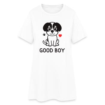 Bon garçon – Motif du chien mignon - Robe T-shirt Femme - blanc - Devant