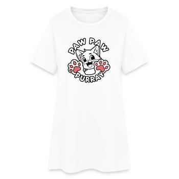 Paw Paw Purray - Chat heureux qui élève des pattes - Robe T-shirt Femme - blanc - Devant