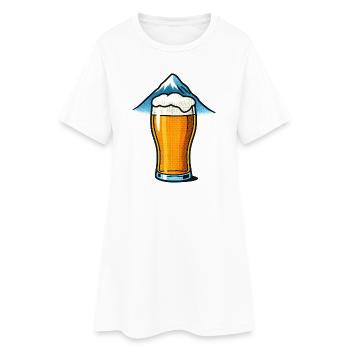 Bierglas vor Berggipfel - Frauen T-Shirt-Kleid - Weiß - Vorne