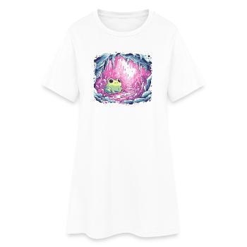 Frog in the pink crystal cauldron - Women’s T-Shirt Dress - white - Front