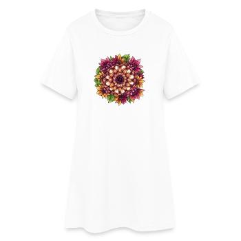 Mandala Tournesol Orange - Robe T-shirt Femme - blanc - Devant
