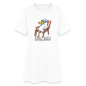 Chill Gull Lounge - Frauen T-Shirt-Kleid - Weiß - Vorne