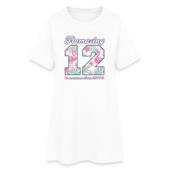 Idée cadeau pour la fille des Flamants Flamants pour le 12e anniversaire 2026 - Robe T-shirt Femme - blanc - Devant