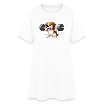 Entraînement Beagle Entraînement de bodybuilding avec barre - Robe T-shirt Femme - blanc - Devant