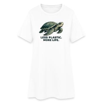 Less Plastic More Life Turtles Design - Women’s T-Shirt Dress - white - Front