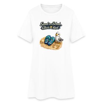 Sand im Schuh, Glück im Kopf - Frauen T-Shirt-Kleid - Weiß - Vorne