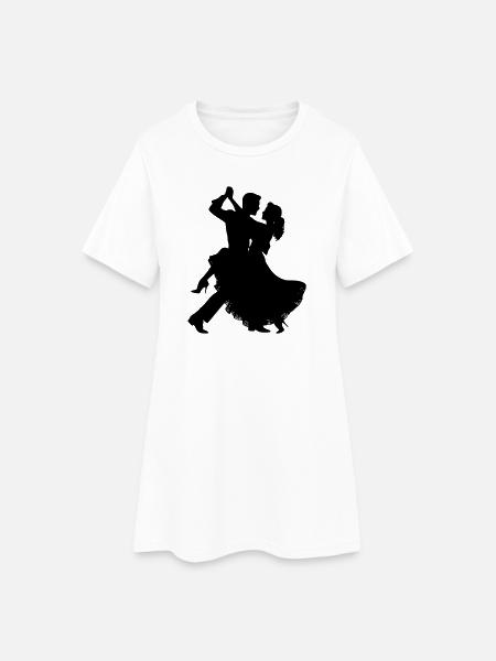 Silhouette du couple dansant | Motif de danse élégante - Robe T-shirt Femme - blanc