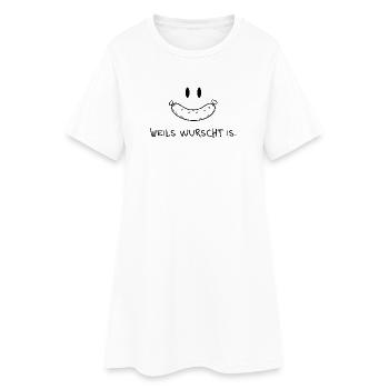 Weils wurscht is – Lustiger Dialekt Spruch - Frauen T-Shirt-Kleid - Weiß - Vorne