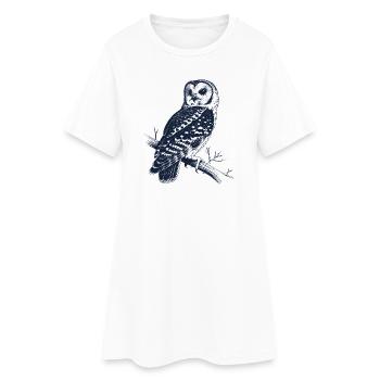 Vintage Eule auf Ast | Mystisches Wald Motiv - Frauen T-Shirt-Kleid - Weiß - Vorne
