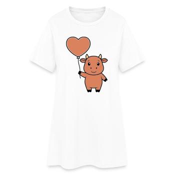 Mignonne Vecteur d’amour en forme de cœur de vache - Robe T-shirt Femme - blanc - Devant