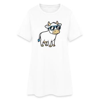 Coole Kuh Sonnenbrille Lässig Vektor - Frauen T-Shirt-Kleid - Weiß - Vorne