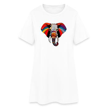 Art coloré de tête d’éléphant Motif pop art d’éléphant - Robe T-shirt Femme - blanc - Devant