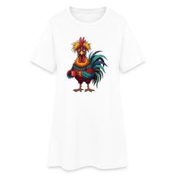 Coq vif avec tasse de café - Robe T-shirt Femme - blanc - Devant