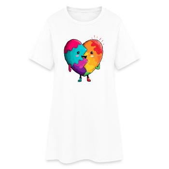 Regenbogenherz Umarmung - Frauen T-Shirt-Kleid - Weiß - Vorne