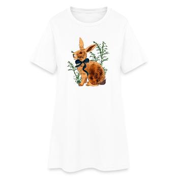 Portrait de lapin à l’aquarelle avec ruban - Robe T-shirt Femme - blanc - Devant