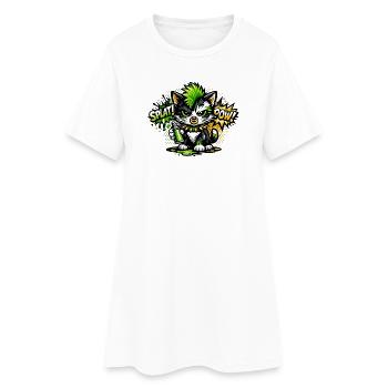 Neon Graffiti Kätzchen Sprayer - Frauen T-Shirt-Kleid - Weiß - Vorne