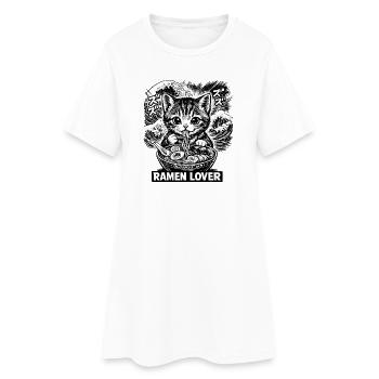 Katzen Ramen Nudel Japaner Anime Manga Kawaii - Frauen T-Shirt-Kleid - Weiß - Vorne