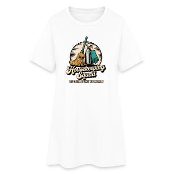 Lustiges Putzen Design - Frauen T-Shirt-Kleid - Weiß - Vorne