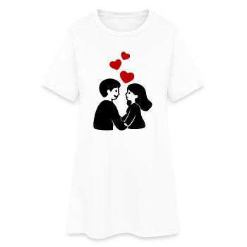 Verliebt Paar Herz - Frauen T-Shirt-Kleid - Weiß - Vorne