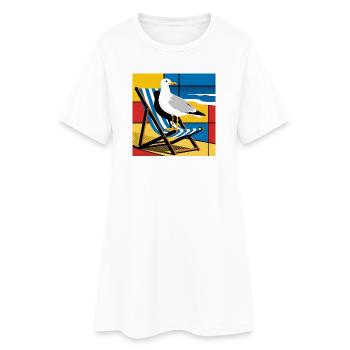 Mouette sur chaise de plage Pop Art - Robe T-shirt Femme - blanc - Devant