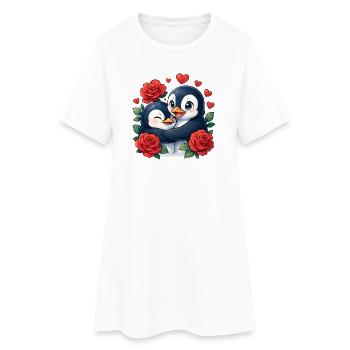 Cœur de rose des Pingouins Unité - Robe T-shirt Femme - blanc - Devant