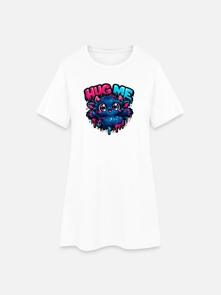 Hug Me Neon Monster Cuddly Friend - Women’s T-Shirt Dress - white
