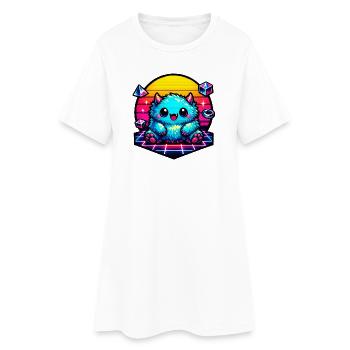 Neon fluffy monster - Women’s T-Shirt Dress - white - Front