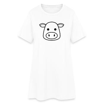 Kuh Kopf Icon Minimalistisch Clean - Frauen T-Shirt-Kleid - Weiß - Vorne