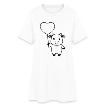Sweet Cow Heart Balloon Love Plan - Robe T-shirt Femme - blanc - Devant