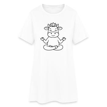 Yoga Kuh Meditation Namaste Outline - Frauen T-Shirt-Kleid - Weiß - Vorne