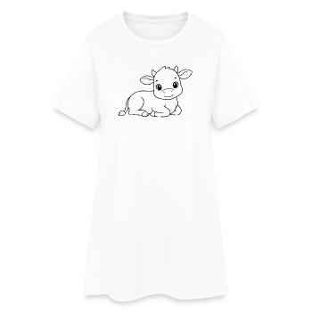Silhouette du bébé vache veau allongée - Robe T-shirt Femme - blanc - Devant