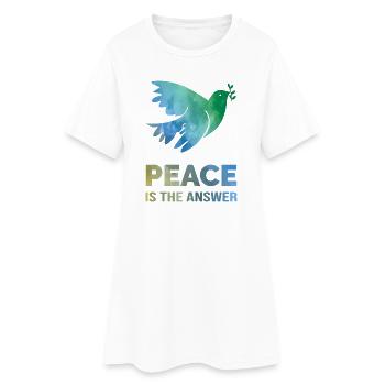 La paix est la réponse – Aquarelle colombe de la paix - Robe T-shirt Femme - blanc - Devant