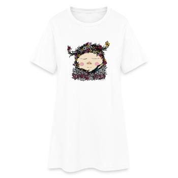 Spring Joy Gnome – Cozy Nature Illustration - Women’s T-Shirt Dress - white - Front
