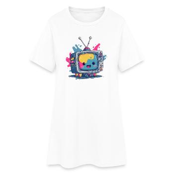 Colorful TV buddy - Women’s T-Shirt Dress - white - Front