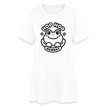 Hop Hop Hourray Frog | Motif de bonne humeur douce - Robe T-shirt Femme - blanc - Devant