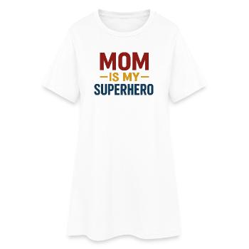 Mama-Superheldin — Fettgedruckte Typografie - Frauen T-Shirt-Kleid - Weiß - Vorne