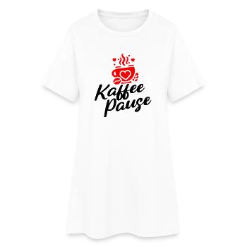 Kaffee Pause - Kaffeebecher mit Herzmotiv - Frauen T-Shirt-Kleid - Weiß - Vorne