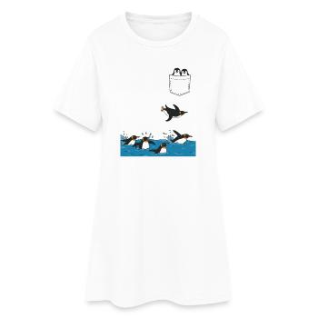 Penguin Jump Into The Water Pocket Design - Women’s T-Shirt Dress - white - Front