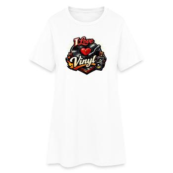 J’adore le vinyle - Robe T-shirt Femme - blanc - Devant