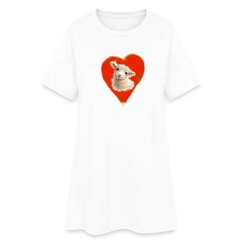 Motif d’agneau en cœur - Robe T-shirt Femme - blanc - Devant