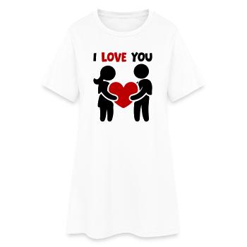 Je t’aime - Couple amoureux au cœur - Robe T-shirt Femme - blanc - Devant