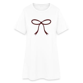 Illustration der kastanienbraunen Bandschleife - Frauen T-Shirt-Kleid - Weiß - Vorne