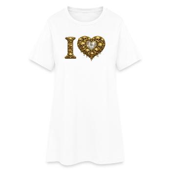 J’ADORE | Cœur du Crâne d’Or – Amour du Crâne - Robe T-shirt Femme - blanc - Devant