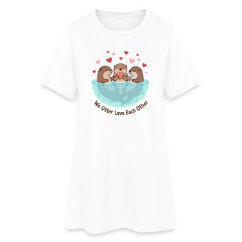 Nous, les loutres, nous aimons, jeu de mots - Robe T-shirt Femme - blanc - Devant