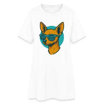 Chihuahua mit Sonnenbrille Neon - Frauen T-Shirt-Kleid - Weiß - Vorne