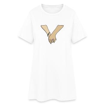 Couple romantique se tenant la main Valentine - Robe T-shirt Femme - blanc - Devant